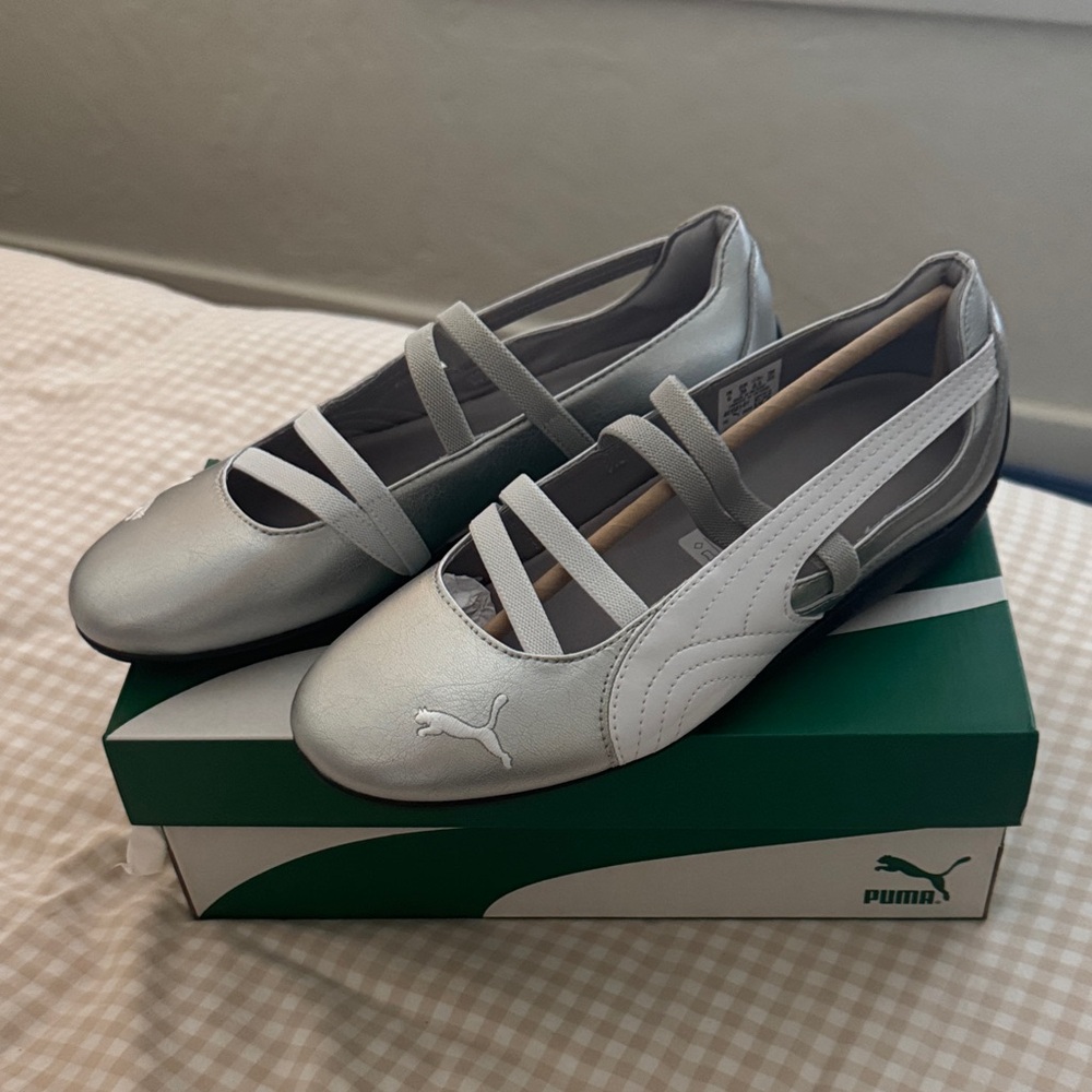 Puma Women's Metallic Silver Flat Sneaker